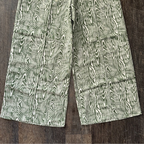 C/MEO COLLECTIVE green and white Arbor button fly wide leg pants 4 - Picture 3 of 10
